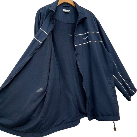 Nike Jacket Mens XXL Navy Swoosh Full Zip Mesh Lined Performance Athletic Gym - Picture 3 of 12